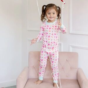 PINK CONVERSATION HEARTS BAMBOO PAJAMAS - POPPY KIDS CO.